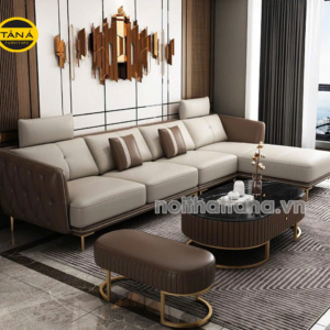 Sofa Góc Chữ L Bọc Da Hàn Quốc Hiện Đại N177 Tay Mỏng