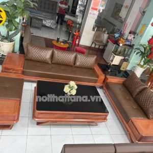 Sofa Băng Gỗ Hương Đá Bọc Da Hàn Quốc Hiện Đại TA-G46