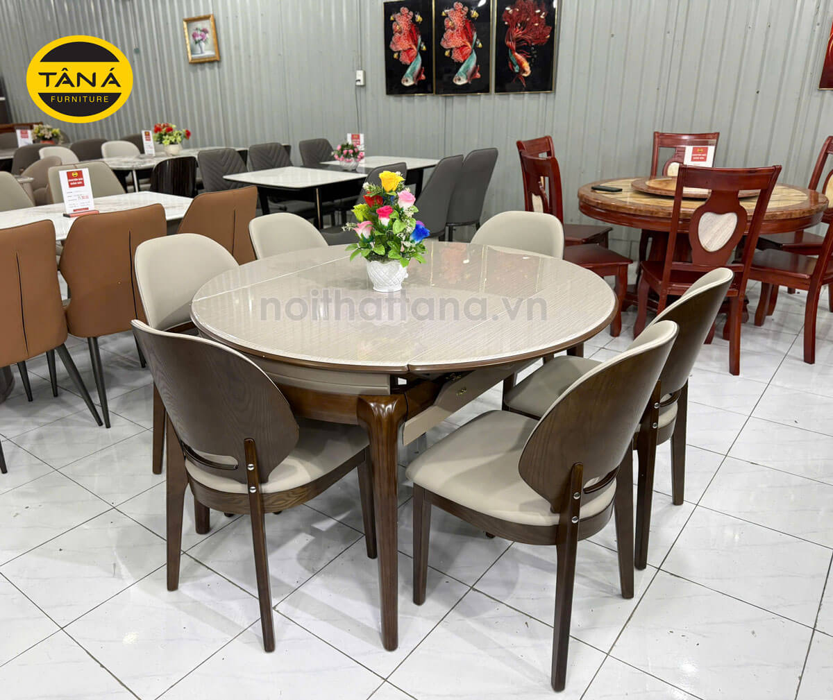 Bộ Bàn Ăn Thông Minh Mặt Đá Gấp Gọn 6 Ghế Gỗ Hương Thái BA-F52-02 Bộ Bàn Ăn Thông Minh Mặt Đá Gấp Gọn 6 Ghế Gỗ Hương Thái BA-F52-02