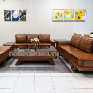 Sofa Băng Gỗ Hương Bọc Da Hàn Quốc Hiện Đại TA-GH36