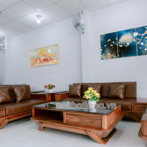 Sofa Băng Gỗ Hương Bọc Da Hàn Quốc Hiện Đại TA-GH35