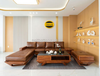 Sofa Gỗ Hương Góc L Bọc Da Cao Cấp TA-GH41