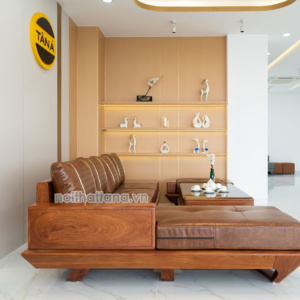 Sofa Gỗ Hương Góc L Bọc Da Cao Cấp TA-GH41