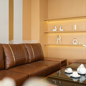Sofa Gỗ Hương Góc L Bọc Da Cao Cấp TA-GH41