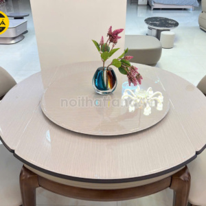 Bộ Bàn Ăn Thông Minh Mặt Đá Gấp Gọn 6 Ghế Gỗ Hương Thái BA-F52-02