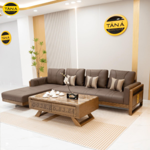 Sofa Gỗ Sồi Góc L Hiện Đại TA-883A-37-1 Bọc Da Cao Cấp Chống Trầy Xước, Lau Được Mực