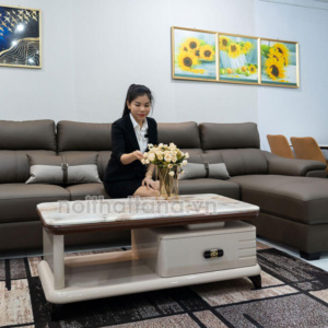 Sofa Da Hàn Quốc Góc L Cho Phòng Khách Hiện Đại DA23