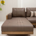 Sofa Gỗ Sồi Góc L Hiện Đại TA-883A-37-1 Bọc Da Cao Cấp Chống Trầy Xước, Lau Được Mực