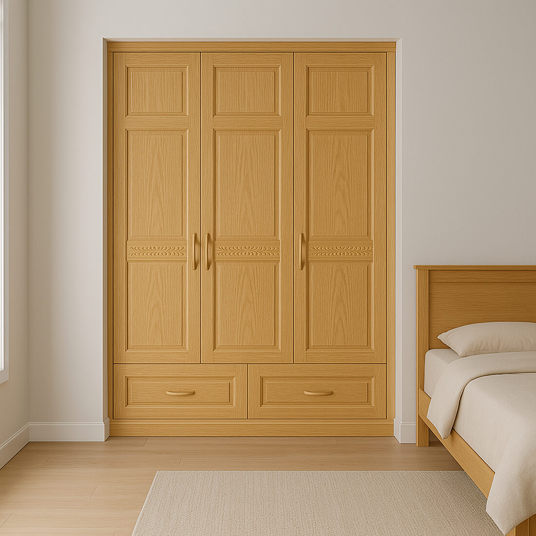 Tủ âm tường gỗ xoan đào