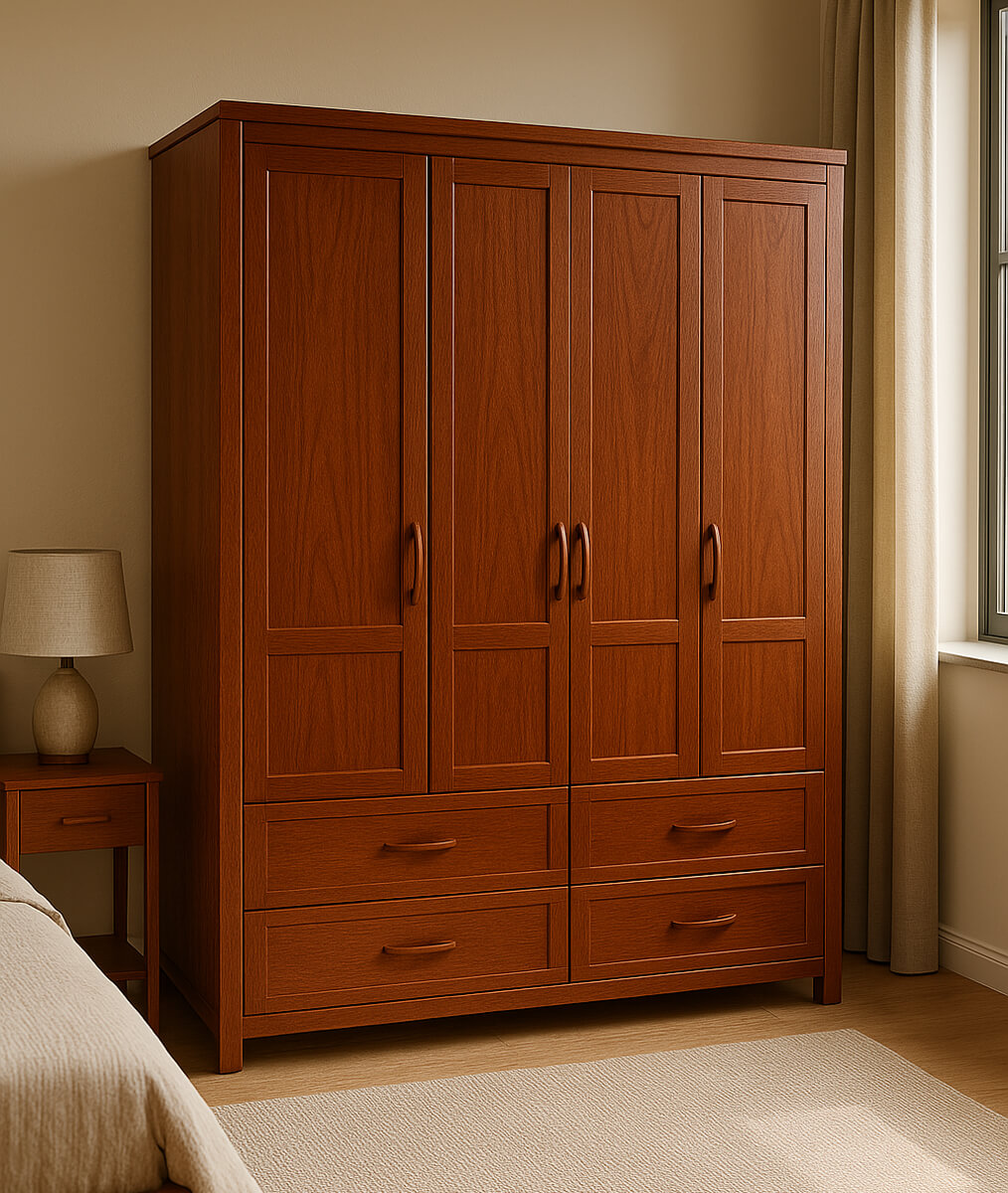 Tủ Quần Áo 4 cánh Gỗ Đỏ hiện đại giá rẻ đẹp chất lượng