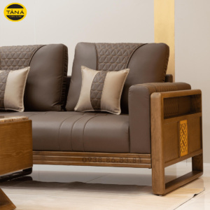Sofa Gỗ Sồi Góc L Hiện Đại TA-883A-37-1 Bọc Da Cao Cấp Chống Trầy Xước, Lau Được Mực