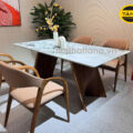 Bộ Bàn Ăn Mặt Đá Tự Nhiên 1,8m + 6 Ghế Gỗ Sồi Hiện Đại BA-AK5126A