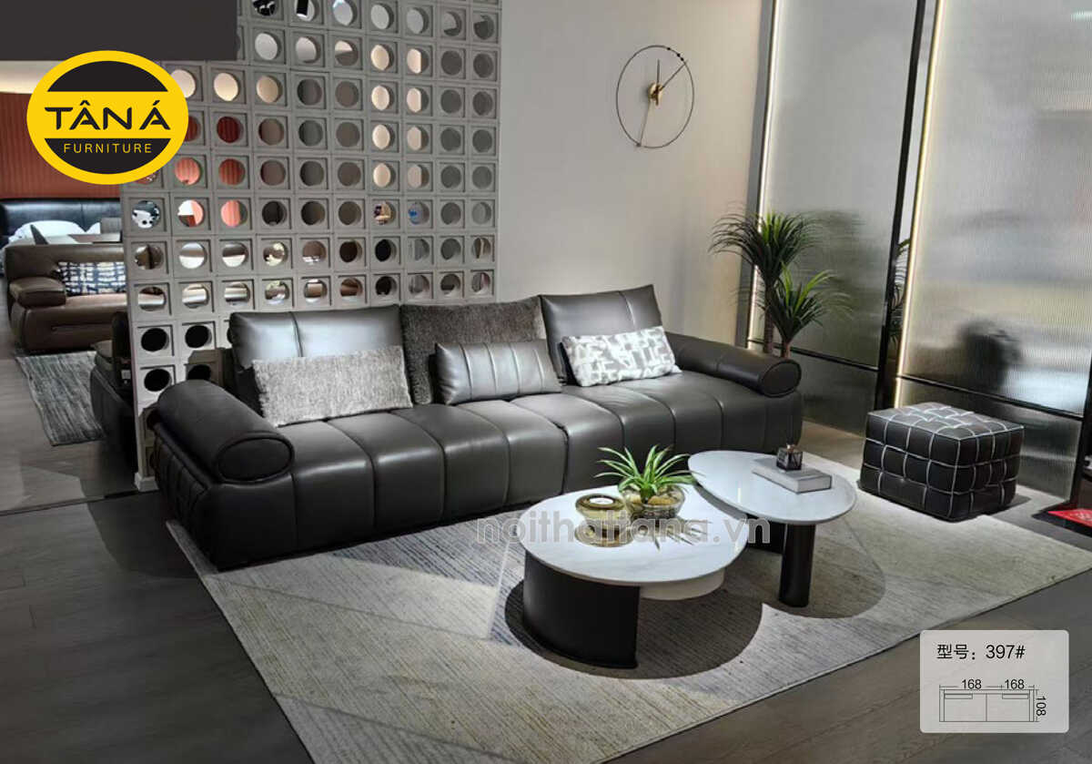 Sofa Băng Da Sinh Thái Nhập Khẩu TP-397 Tựa Tay Tròn Đẳng Cấp