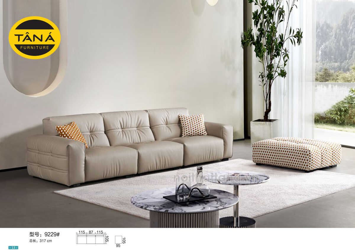 Sofa Băng Da Sinh Thái Nhập Khẩu TP-9229 Kiểu Tay Vuông Sang Trọng