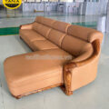 Ghế Sofa Gỗ Mun Bọc Da Bò AT-H43 Góc L Hiện Đại Nhập Khẩu