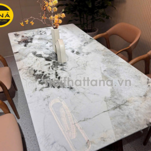 Mặt Đá Tự Nhiên 1,8m + 6 Ghế Gỗ Sồi Hiện Đại BA-AK5126A