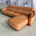 Ghế Sofa Gỗ Mun Bọc Da Bò AT-H43 Góc L Hiện Đại Nhập Khẩu