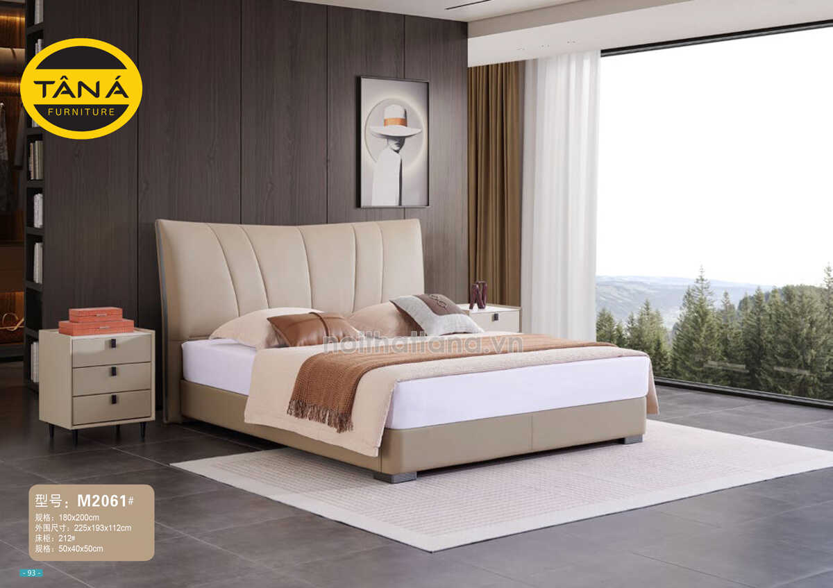 Giường ngủ chân thấp gỗ nhập khẩu