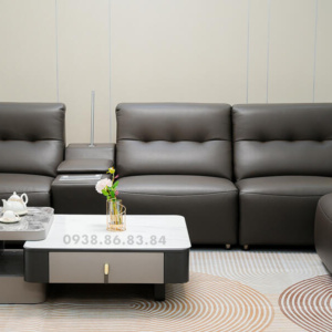 Sofa Băng Da Sinh Thái Nhập Khẩu AT-5028 Có Ghế Chỉnh Điện Hiện Đại