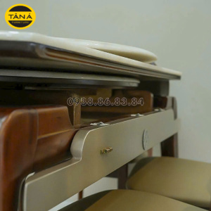 Bộ Bàn Ăn Mặt Đá Tự Nhiên Gấp Gọn 6 Ghế Gỗ Bọc Da Nhập Khẩu BA-G74
