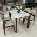 Bộ Bàn Ăn Gỗ Sồi Mặt Đá Nhân Tạo 4 Ghế Nhập Khẩu BA-F55-01