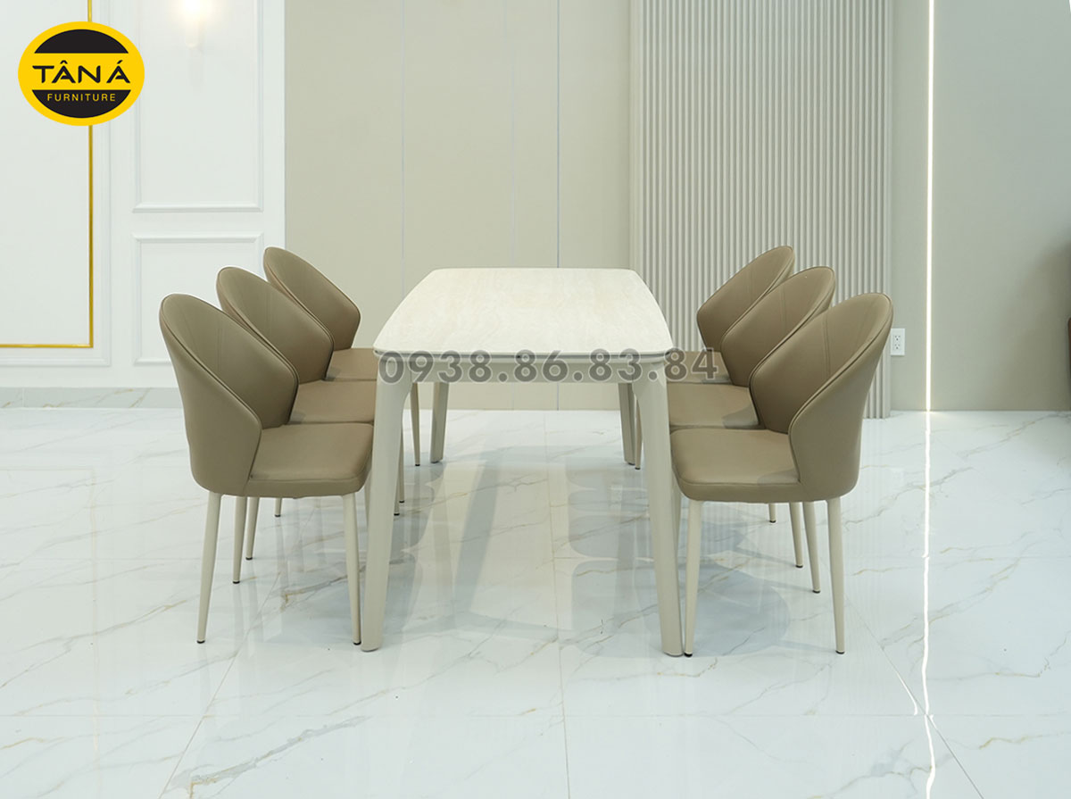 Bàn Ăn Mặt Đá Nhân Tạo 6 ghế BA-CZ-5 - Hoàn Hảo Cho Không Gian Bếp