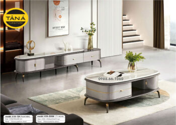 Bàn Trà Mặt Đá Hiện Đại Gỗ Ghép Nhập Khẩu BT-A18-13