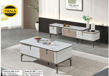 Bàn Trà Mặt Đá Hiện Đại Gỗ Ghép BT-94-120