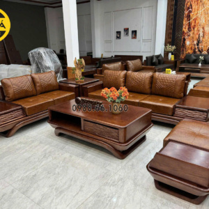 Sofa Băng Da Hàn Quốc Gỗ Sồi Hiện Đại, Sang Trọng GS48