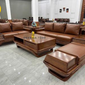 Sofa Băng Bọc Da Hàn Quốc Gỗ Hương Cao Cấp GH67