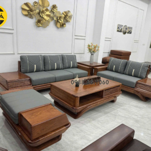 Sofa Băng Gỗ Hương Bọc Da Hàn Quốc Hiện Đại GH63