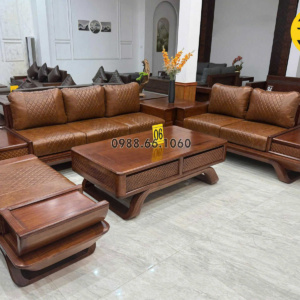 Sofa Băng Da Hàn Quốc Gỗ Hương GH72 Cao Cấp