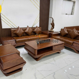 Sofa Băng Da Hàn Quốc Gỗ Hương Cao Cấp GH70