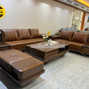 Sofa Băng Gỗ Mun GM78 Bọc Da Hàn Quốc Cao Cấp