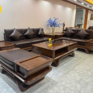 Sofa Băng Da Hàn Quốc Gỗ Sồi GS28 Hiện Đại, Sang Trọng
