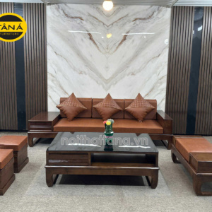 Sofa Băng Gỗ Sồi Da Hàn Quốc Cao Cấp GS57
