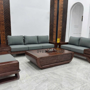 Sofa Băng Gỗ Sồi Bọc Da Hàn Quốc Hiện Đại GS64