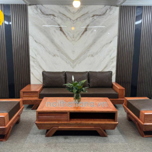 Sofa Băng Gỗ Hương Da Hàn Quốc Sang, Hiện Đại GH61
