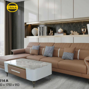 Sofa Gỗ Sồi Góc Chữ L Bọc Da Chống Trầy, Lau Được Mực AB-214A