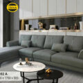 Ghế Sofa Gỗ Sồi Góc L Bọc Da Chống Trầy, Lau Được Mực AB-202A