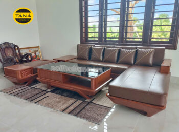 Sofa Góc Chữ L Gỗ Hương Bọc Da Hàn Quốc TA-GH74