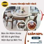 Bàn Ăn Mâm Xoay Gỗ Sồi 6 ghế Đẹp Hiện Đại tại Bến Tre