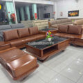 sofa gỗ hương bọc da nhập khẩu ta-gh86