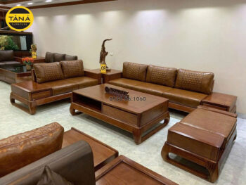 Sofa Băng Gỗ Hương Bọc Da Cao Cấp Nhập Khẩu TA-GH89