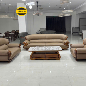 Sofa Da Bò Gỗ Mun AT-H46-123 Nhập Khẩu