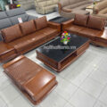 sofa gỗ hương bọc da nhập khẩu ta-gh86