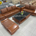 sofa gỗ hương bọc da nhập khẩu ta-gh86