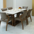 Bộ Bàn Ăn Mặt Đá Vi Tinh Hiện Đại 6-8 Ghế Gỗ Sồi Nhập Khẩu BA248