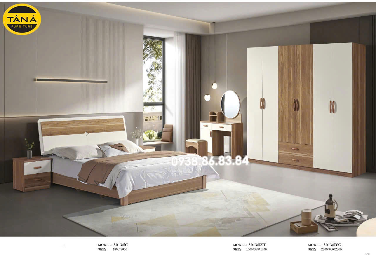 Combo Giường Tủ Gỗ Hiện Đại Nhập Khẩu TP-3013