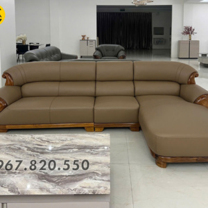 Sofa Góc Chữ L Da Siêu Sợi Gỗ Mun Nhập Khẩu AT-H46B Sang Trọng